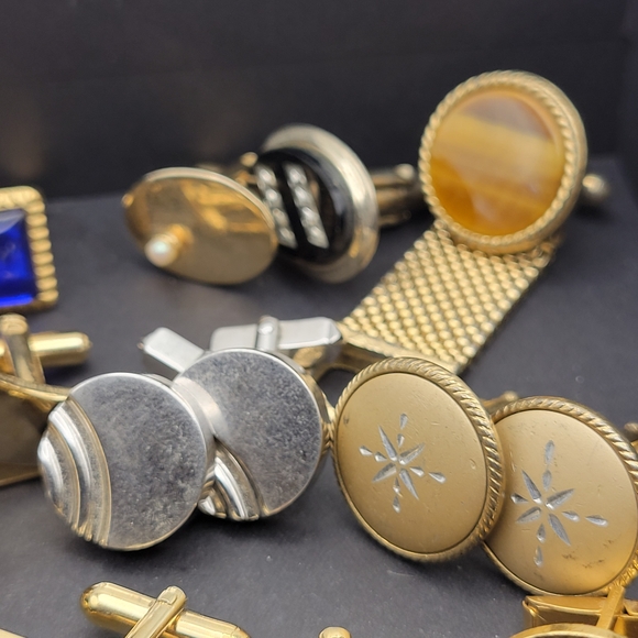 Gold Silver Tone Vintage Cufflinks Lot - Picture 6 of 16